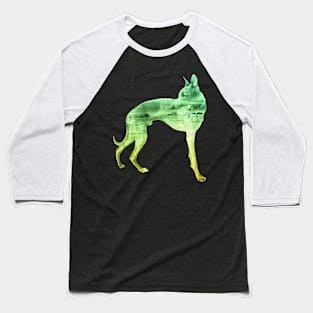 Green & Yellow Waves Whippet Baseball T-Shirt